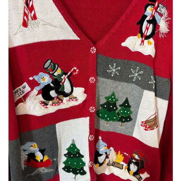 White Stag Vintage Penguin Holiday Winter Sweater XL - Picture 2 of 6